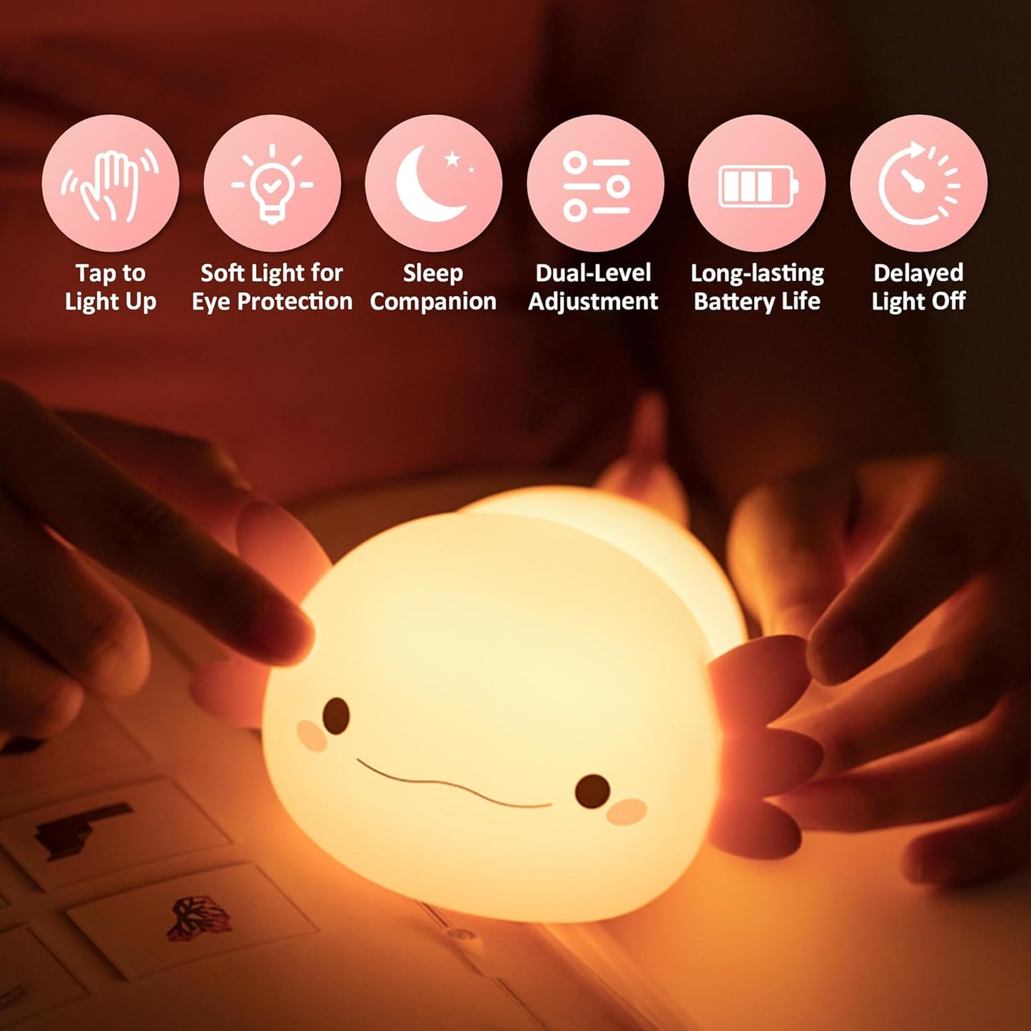 Cute Axolotl Touch Control Night Light