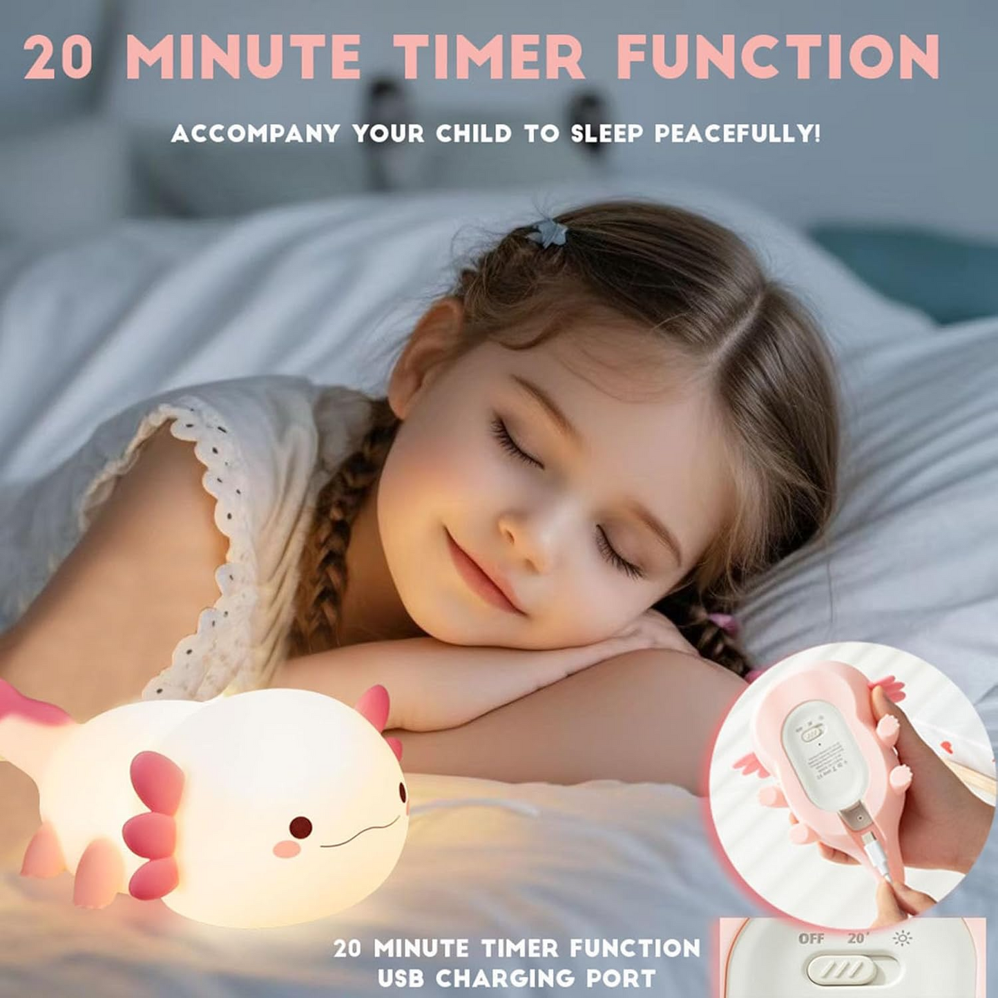 Cute Axolotl Touch Control Night Light