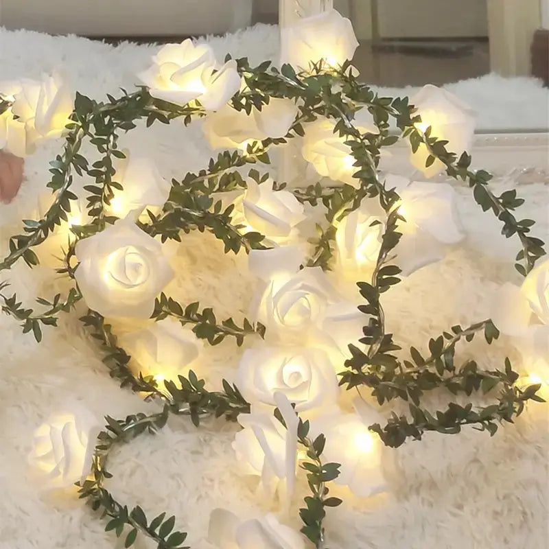 New LED Rose Rattan String Lights for Room Decor